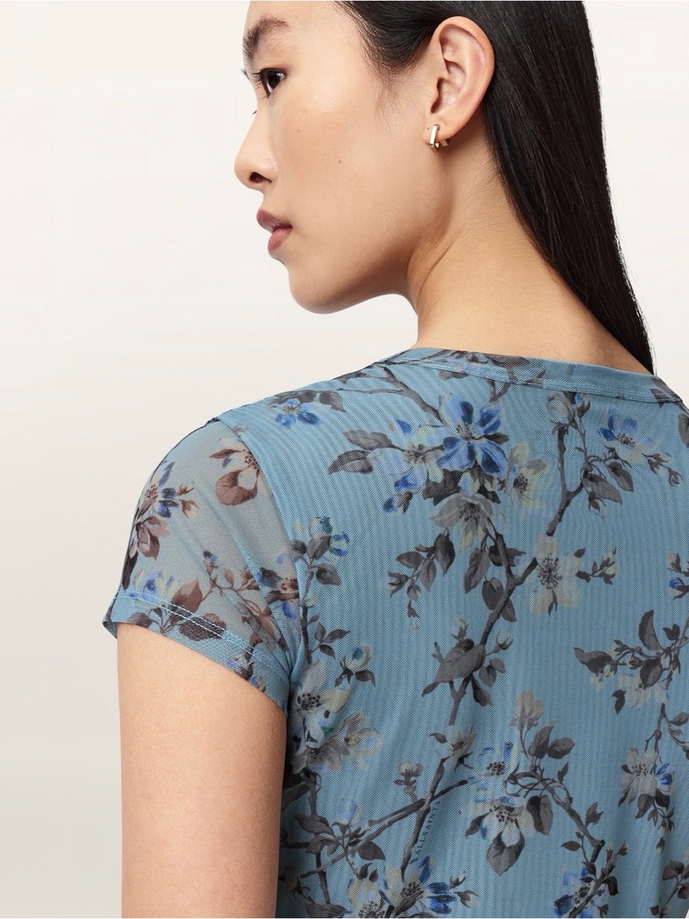 All Saints Ellie Mesh Tee in Vine Lake Blue - Picture 5 of 15